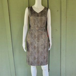 NWT ELLEN TRACY Black Gold Snakeskin Print Dress 8